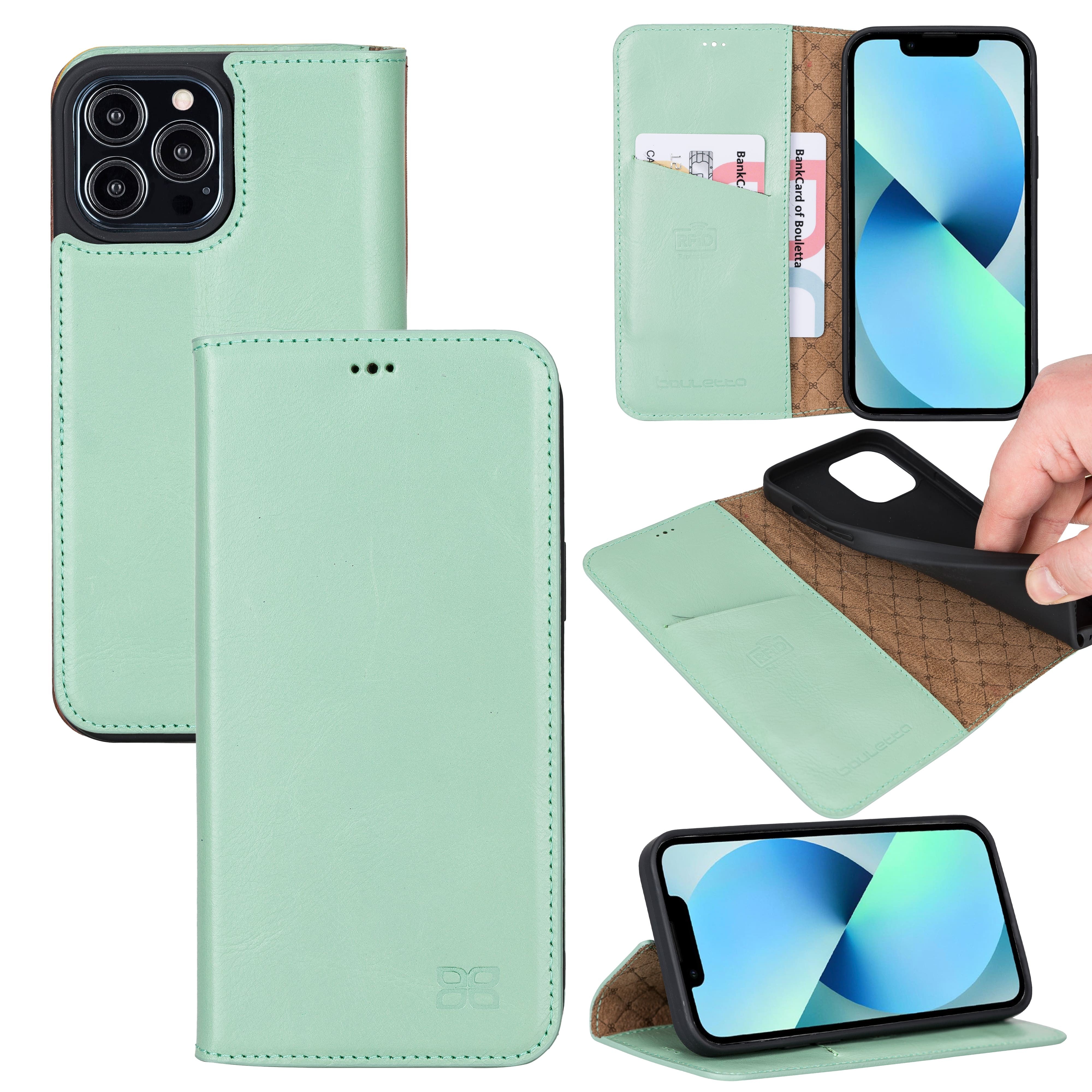 iPhone 13 Pro Max Bouletta Brooks Leder Slim Etui Grün
