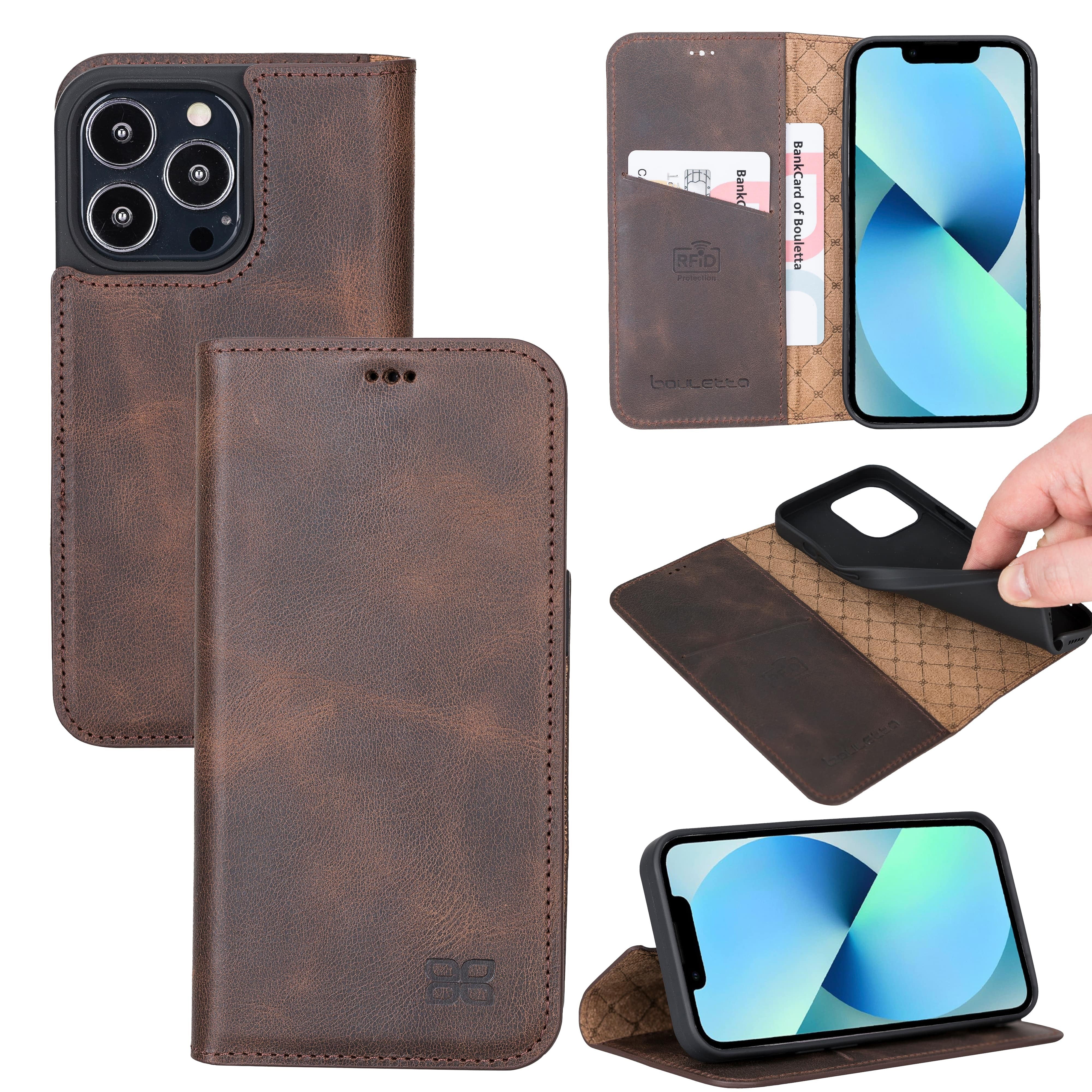 iPhone 13 Pro Max Bouletta Brooks Leder Slim Etui Braun