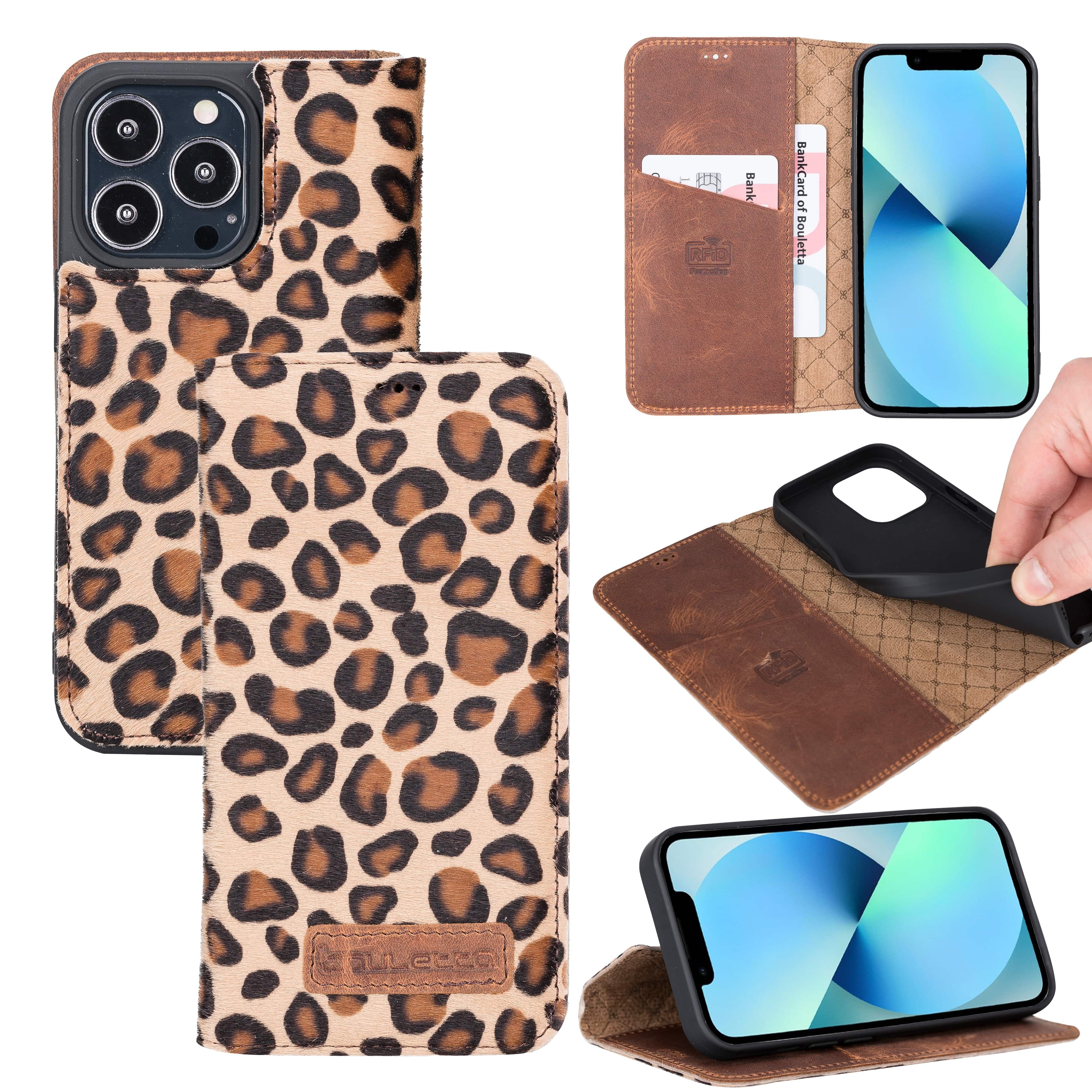 iPhone 13 Pro Max Bouletta Brooks Leder Slim Etui Leopard