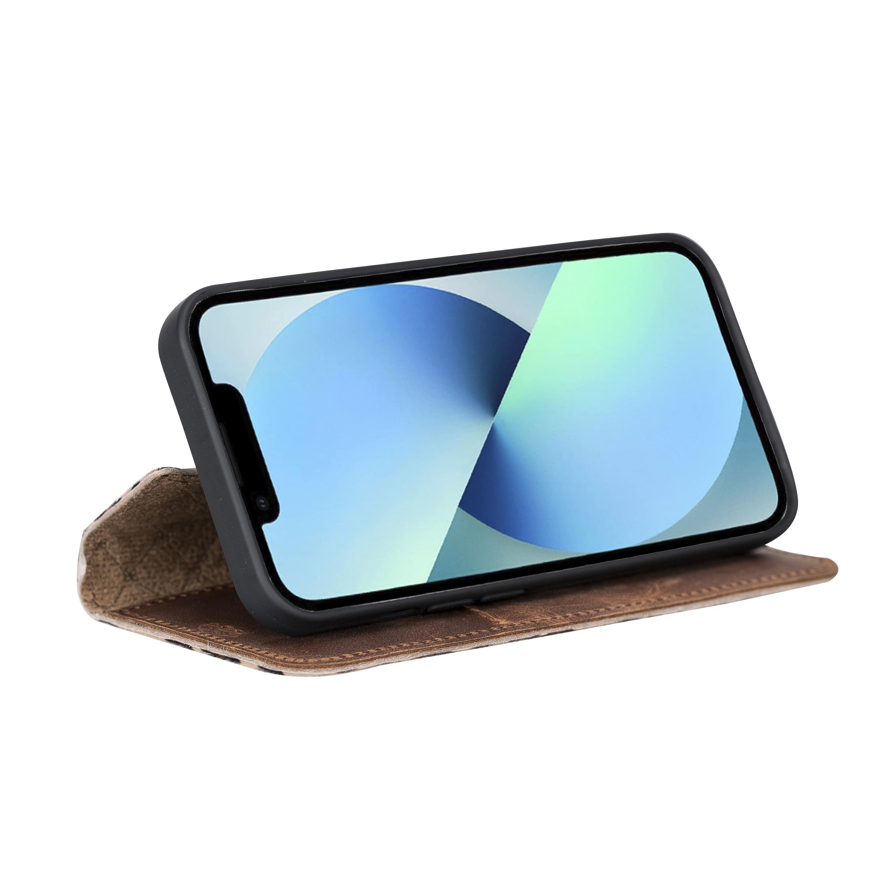 iPhone 13 Pro Max Bouletta Brooks Leder Slim Etui Leopard