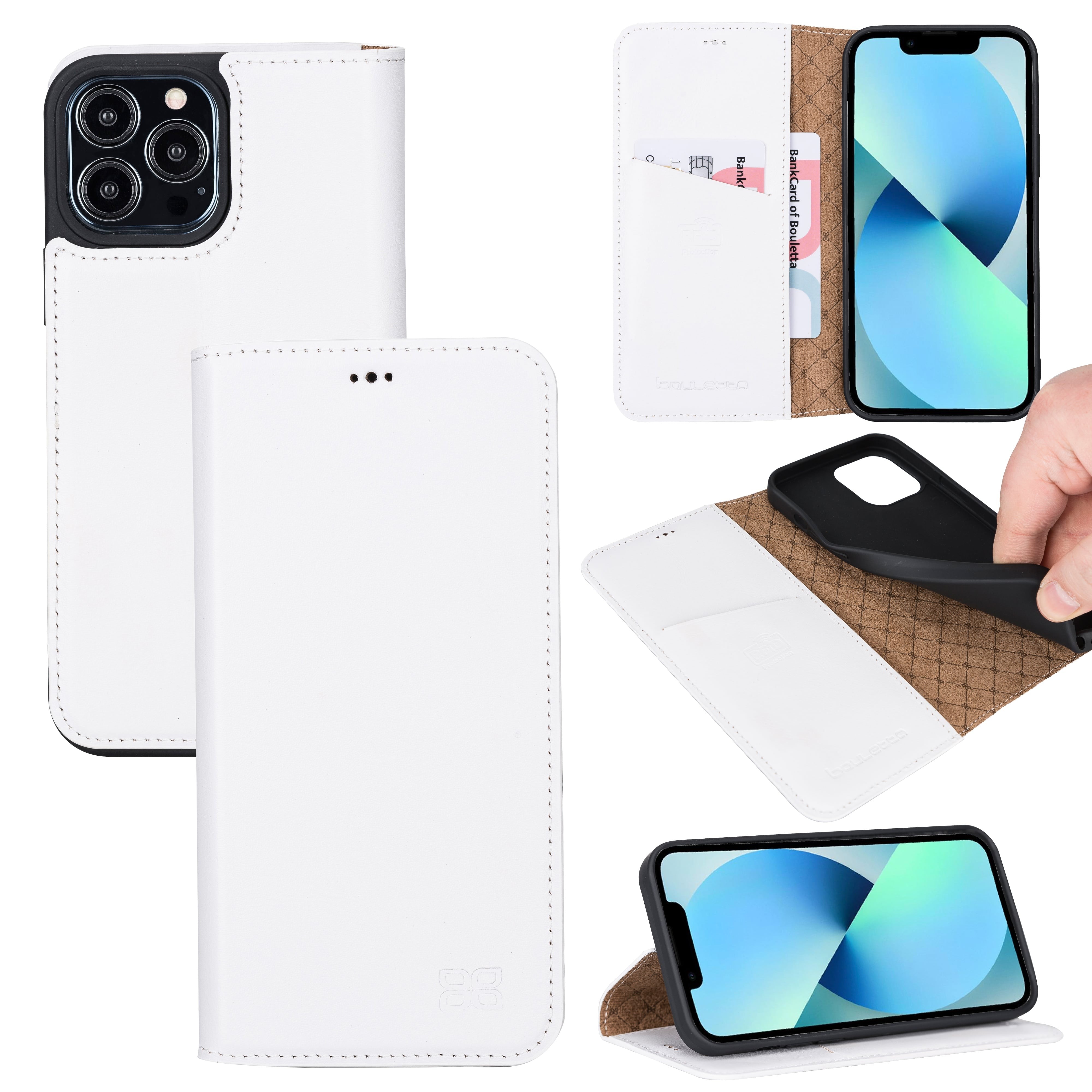 iPhone 13 Pro Max Bouletta Brooks Leder Slim Etui Weiss