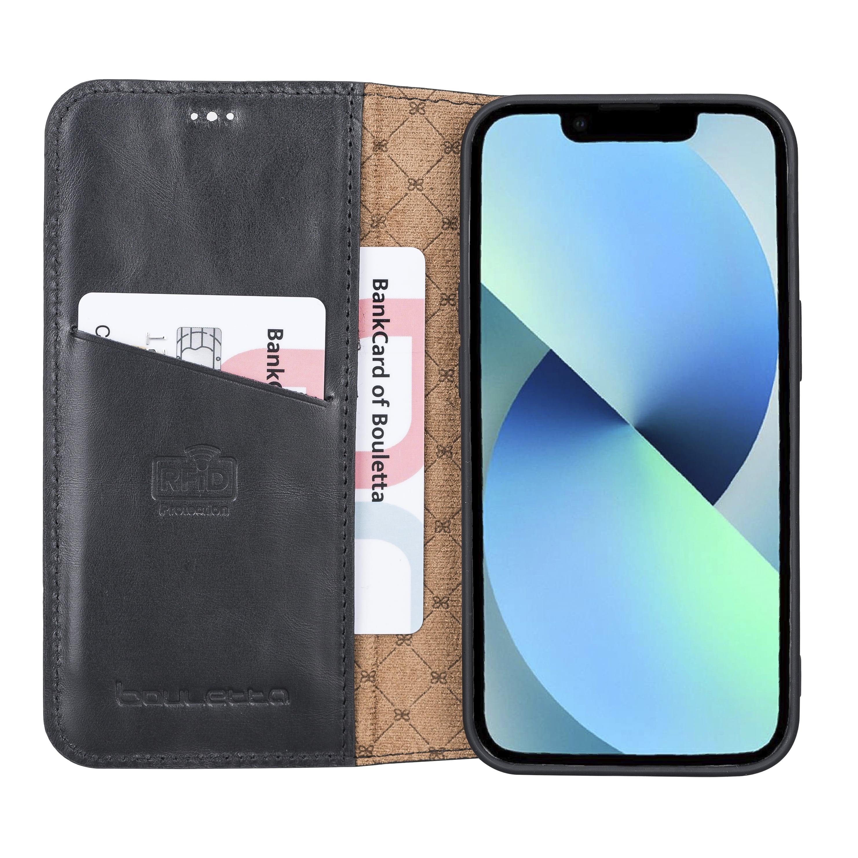 iPhone 13 Pro Max Bouletta Brooks Leder Slim Etui Schwarz