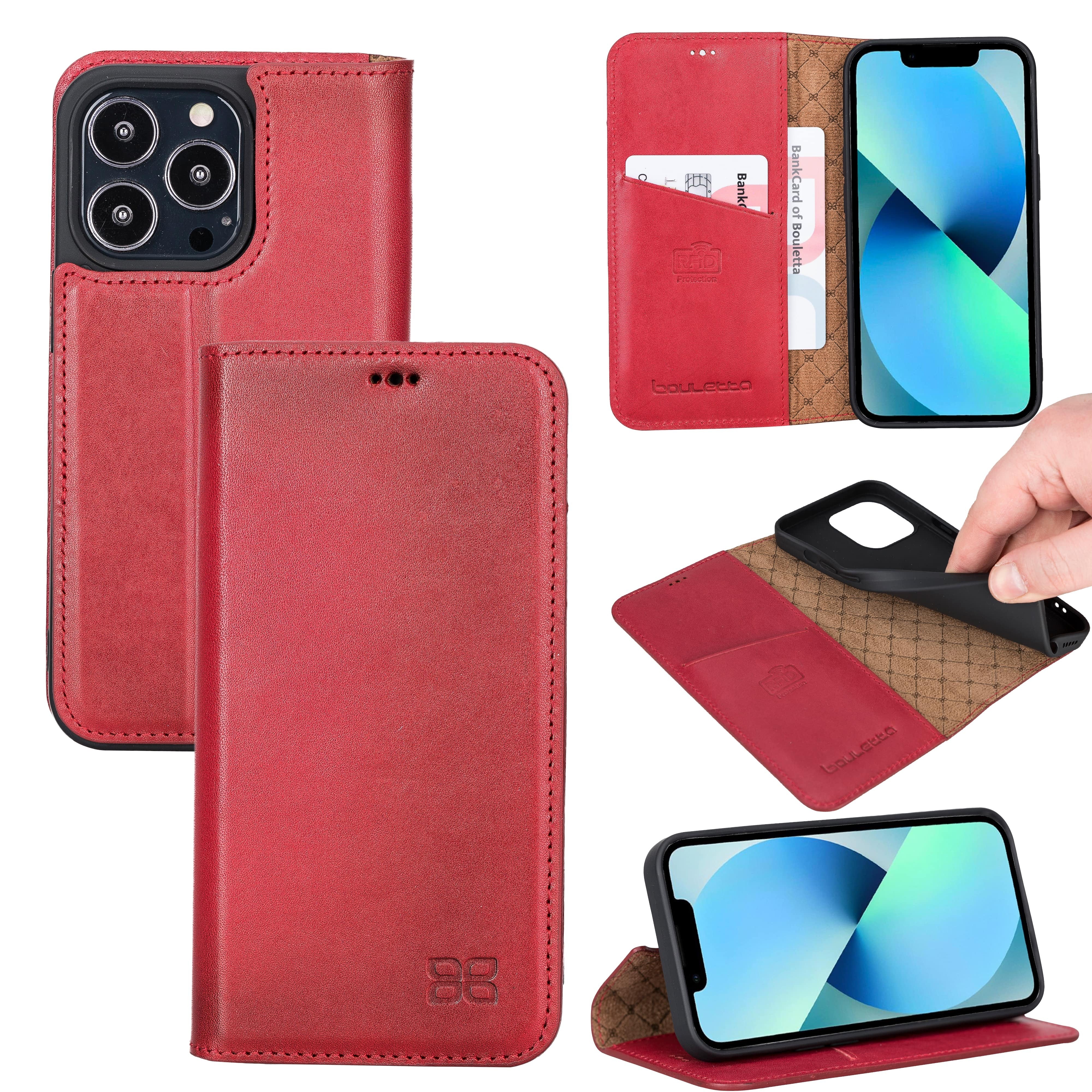 iPhone 13 Pro Max Bouletta Brooks Leder Slim Etui Rot