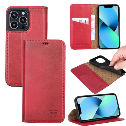 iPhone 13 Pro Max Bouletta Brooks Leder Slim Etui Rot
