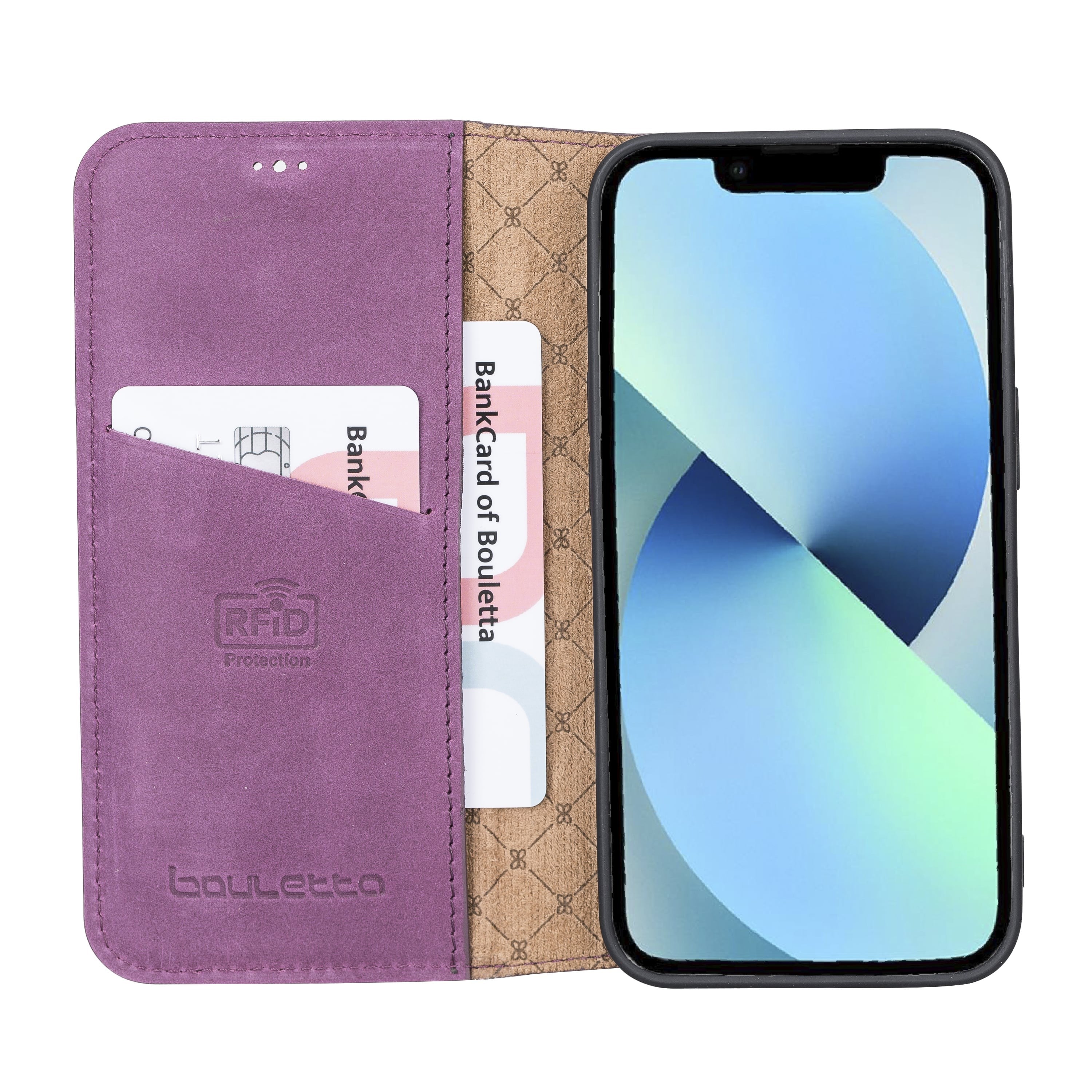 iPhone 13 Pro Max Bouletta Brooks Leder Slim Etui Lila