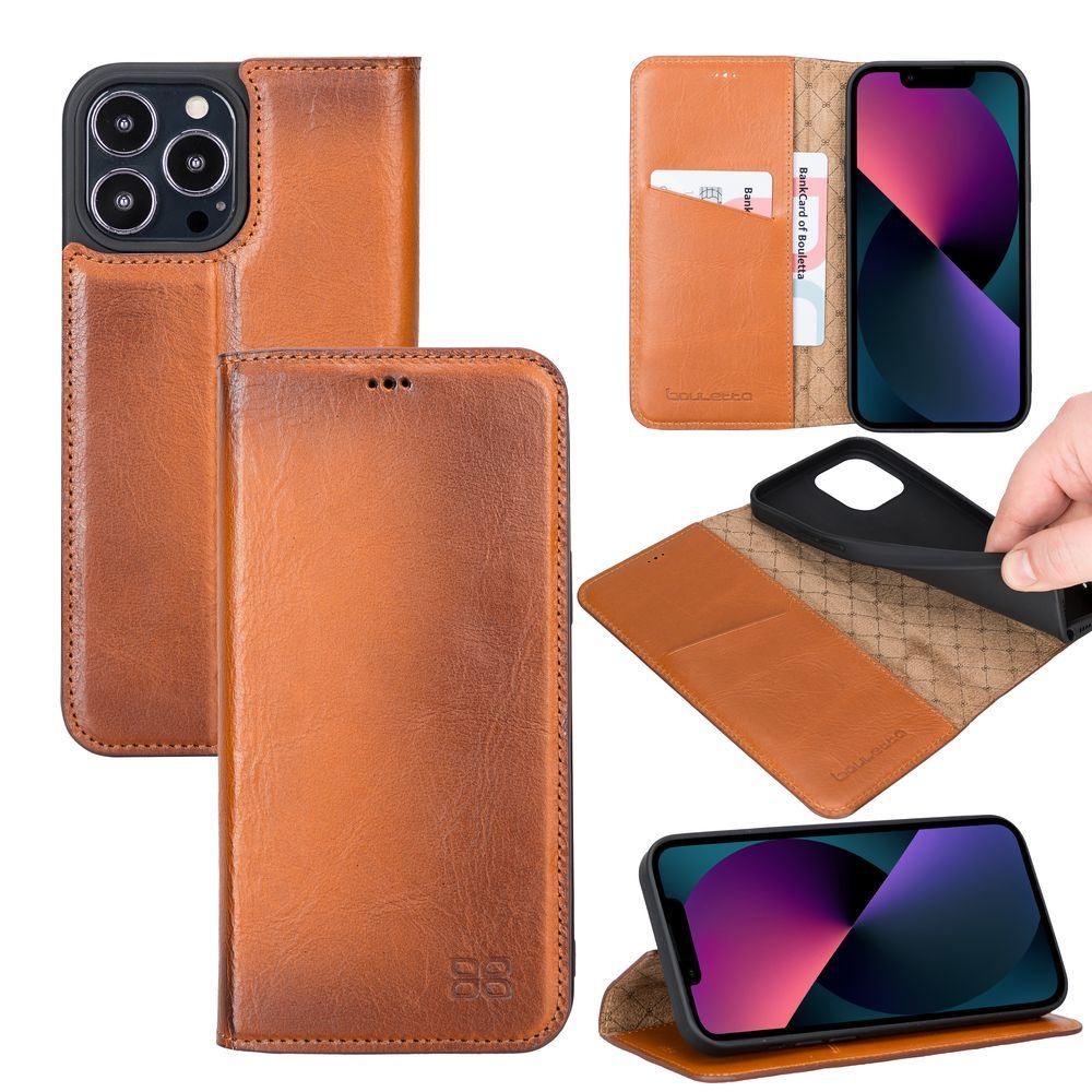 iPhone 13 Pro Max Bouletta Brooks Leder Slim Etui Tan