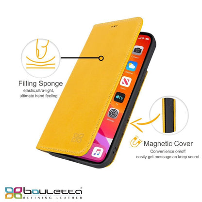 iPhone 13 Pro Max Bouletta Brooks Leder Slim Etui Gelb