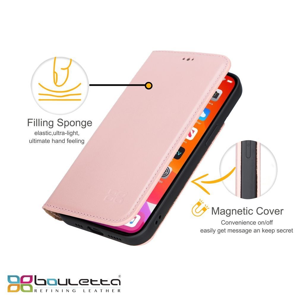 iPhone 13 Pro Max Bouletta Brooks Leder Slim Etui Rosa