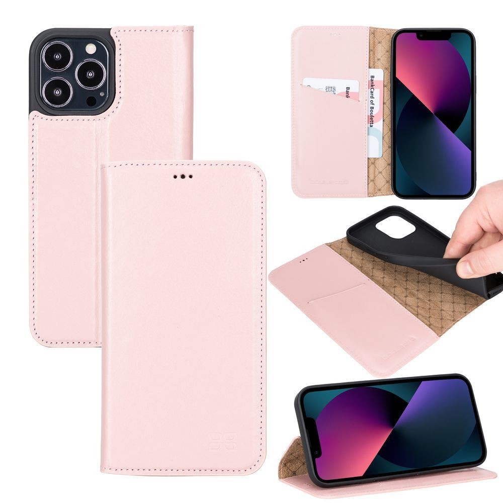 iPhone 13 Pro  Bouletta Brooks Leder Slim Etui Rosa