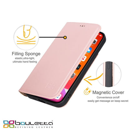 iPhone 13 Pro  Bouletta Brooks Leder Slim Etui Rosa