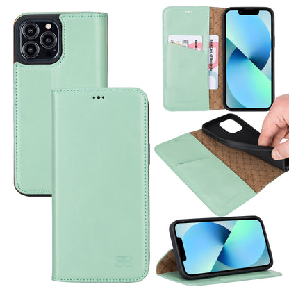 iPhone 13 Pro Bouletta Brooks Leder Slim Etui Grün