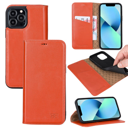 iPhone 13 Pro Bouletta Brooks Leder Slim Etui Orange
