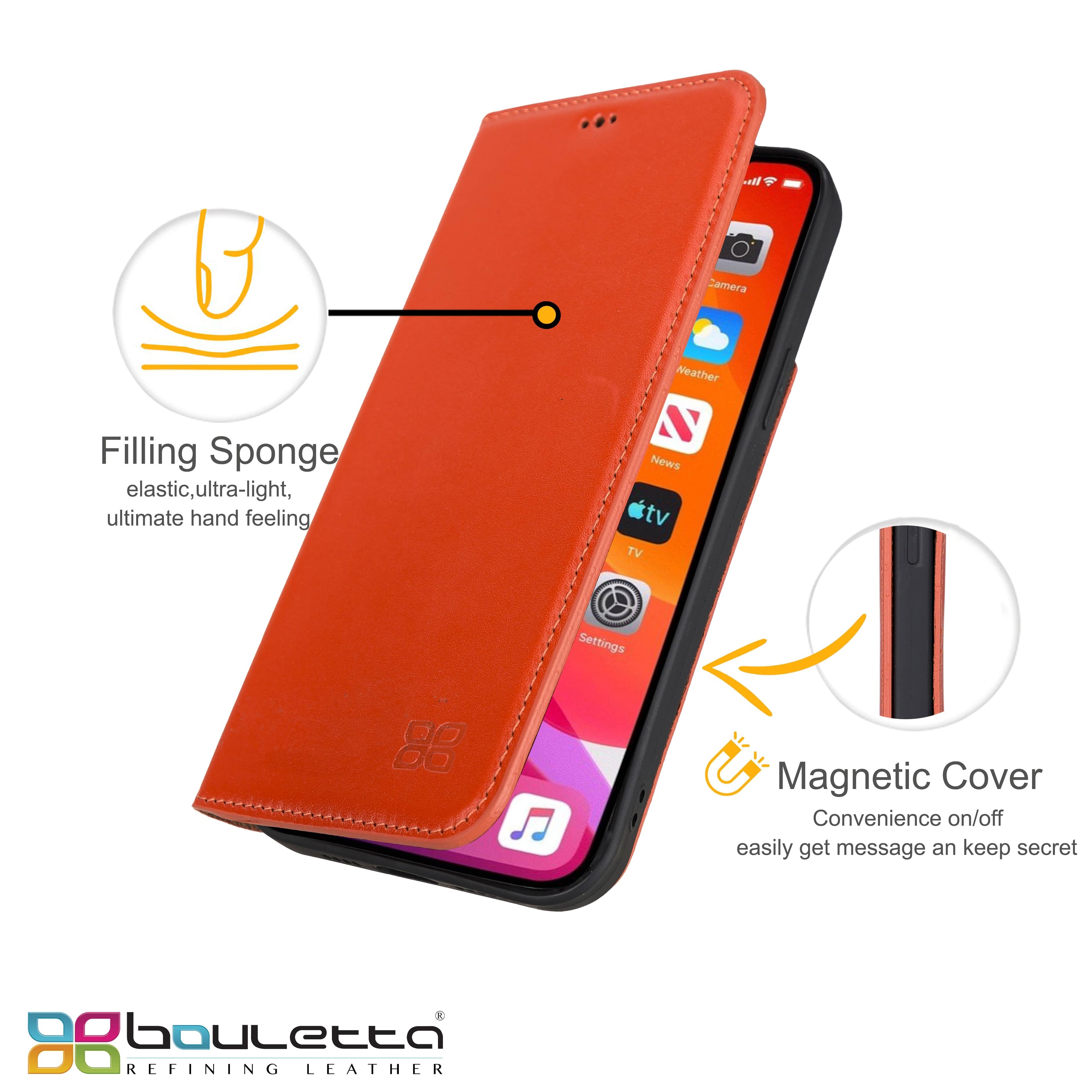iPhone 13 Pro Bouletta Brooks Leder Slim Etui Orange