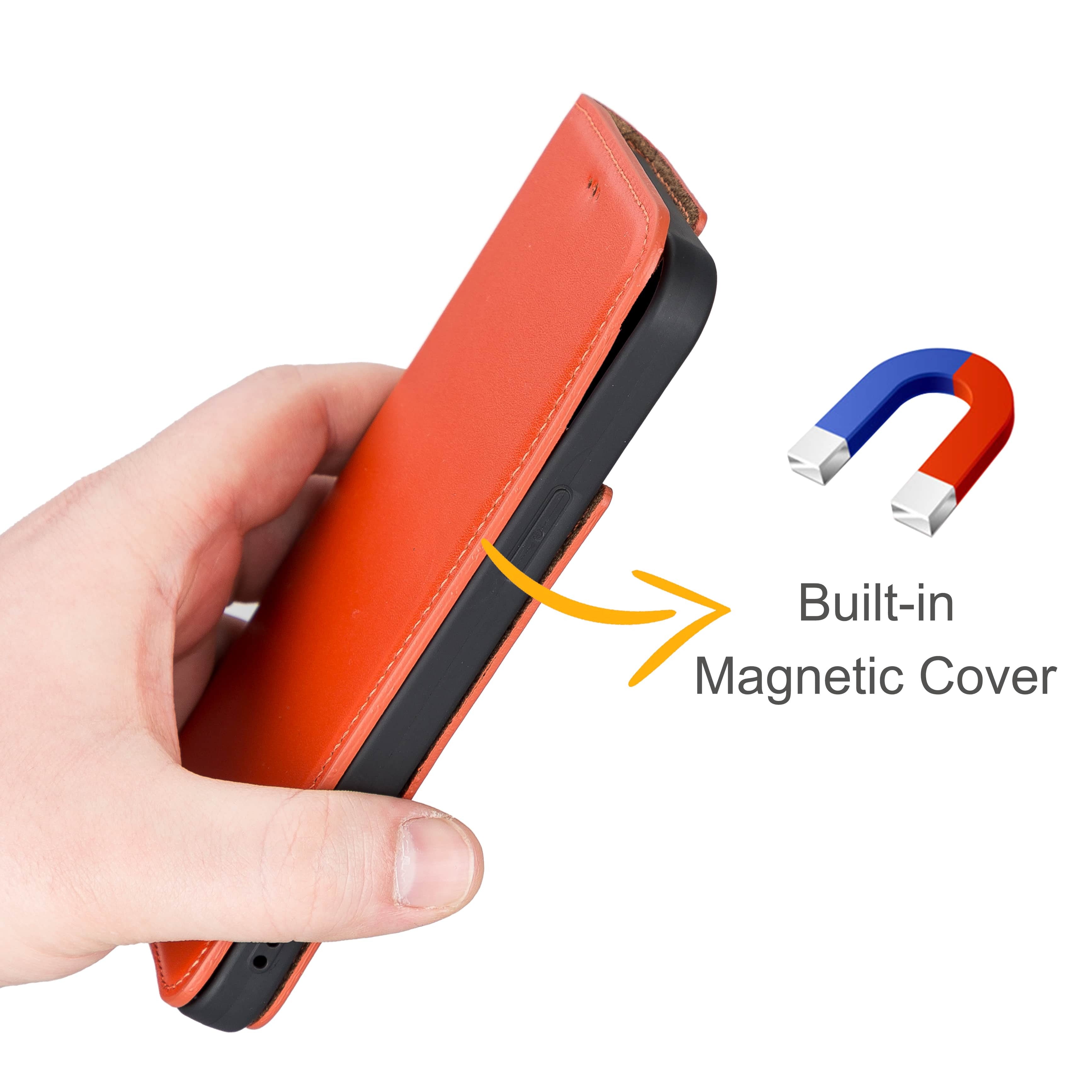 iPhone 13 Pro Bouletta Brooks Leder Slim Etui Orange