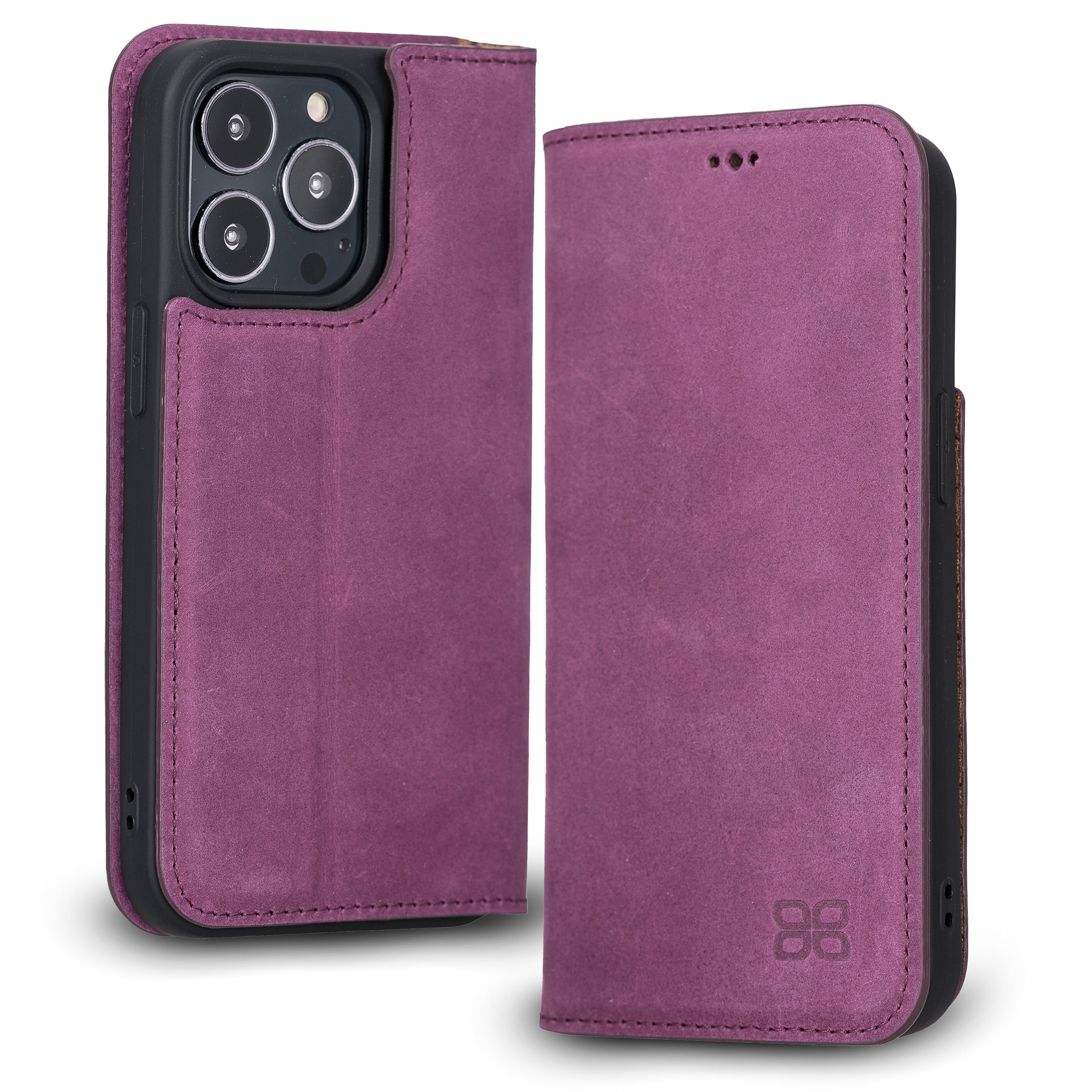 iPhone 13 Pro Bouletta Brooks Leder Slim Etui Lila