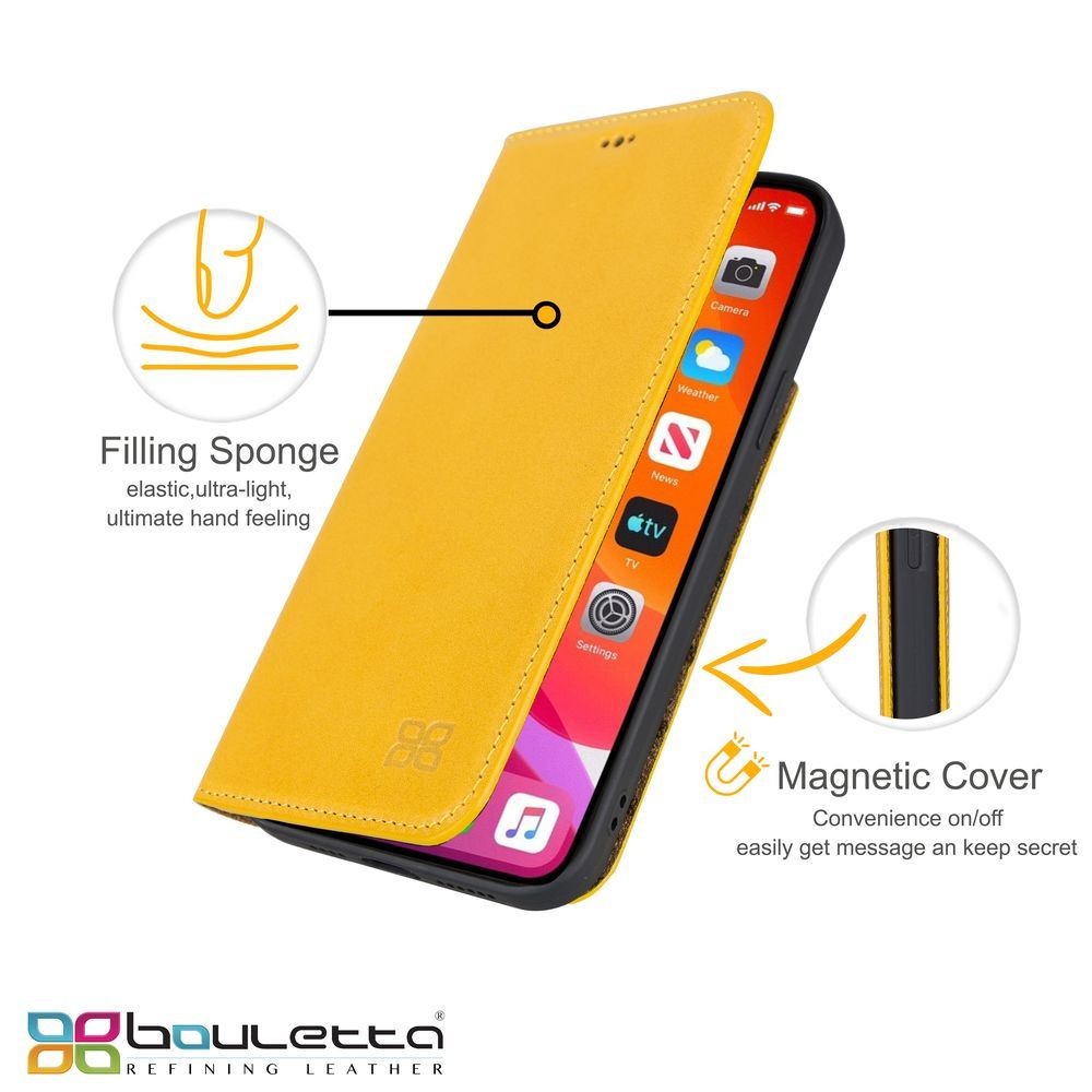 iPhone 13 Pro Bouletta Brooks Leder Slim Etui Gelb