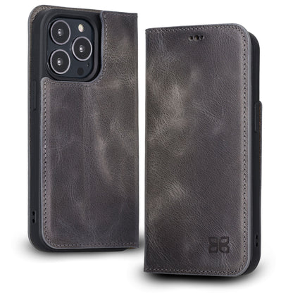 iPhone 13 Pro Bouletta Brooks Leder Slim Etui Grau