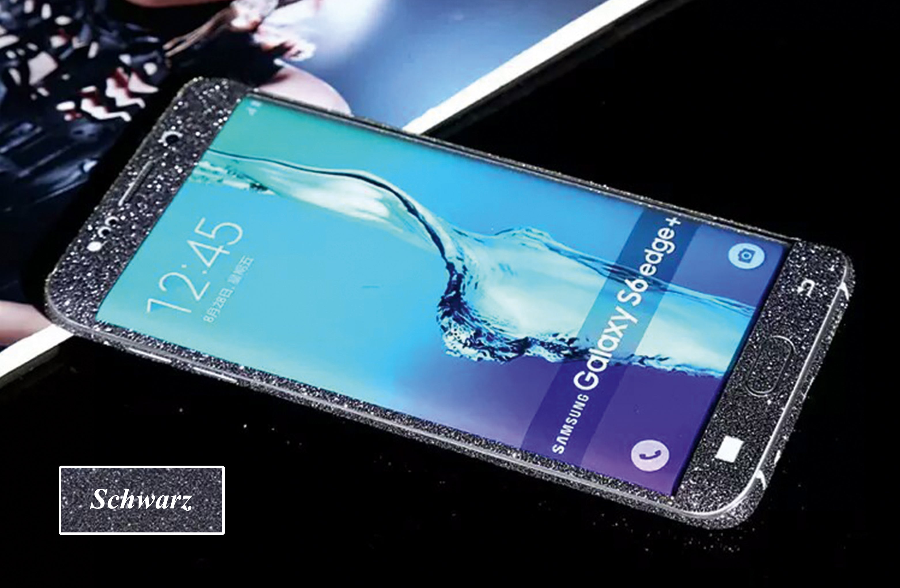 Samsung s6 Edge Plus Schwarz Bling Aufkleber Folie Sticker Skin