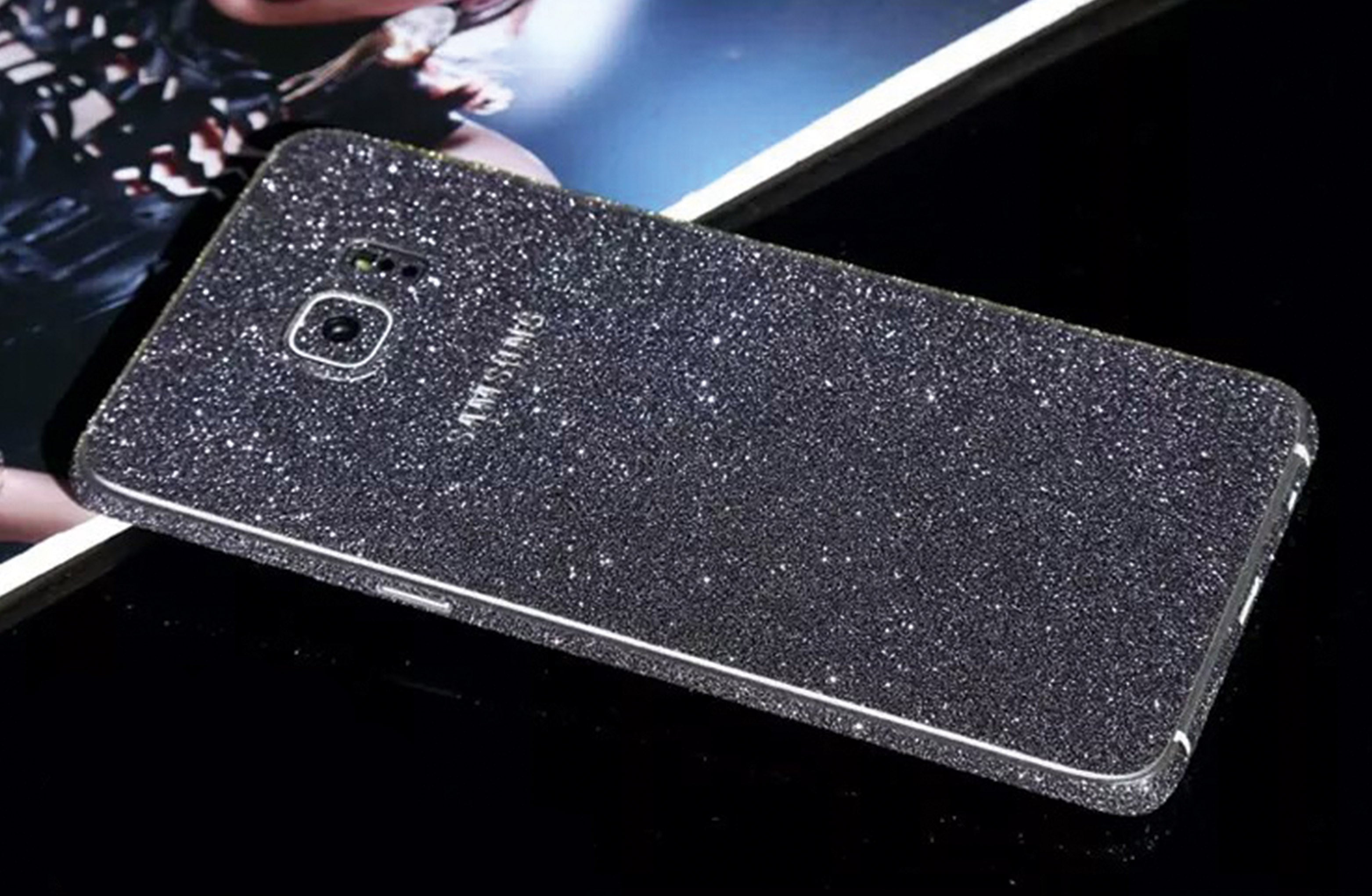 Samsung s6 Edge Plus Schwarz Bling Aufkleber Folie Sticker Skin