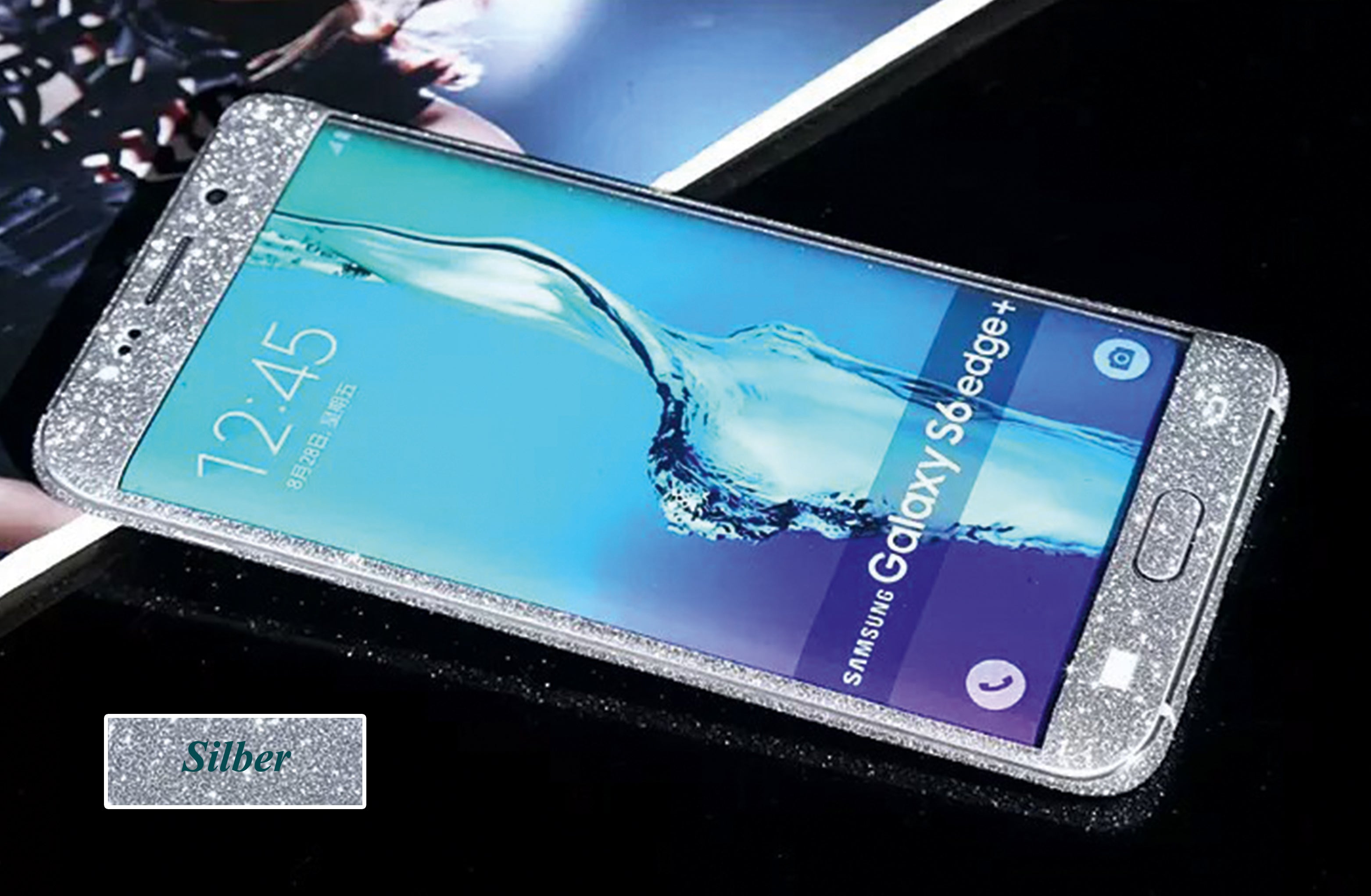 Samsung s6 Edge Plus Silber Bling Aufkleber Folie Sticker Skin