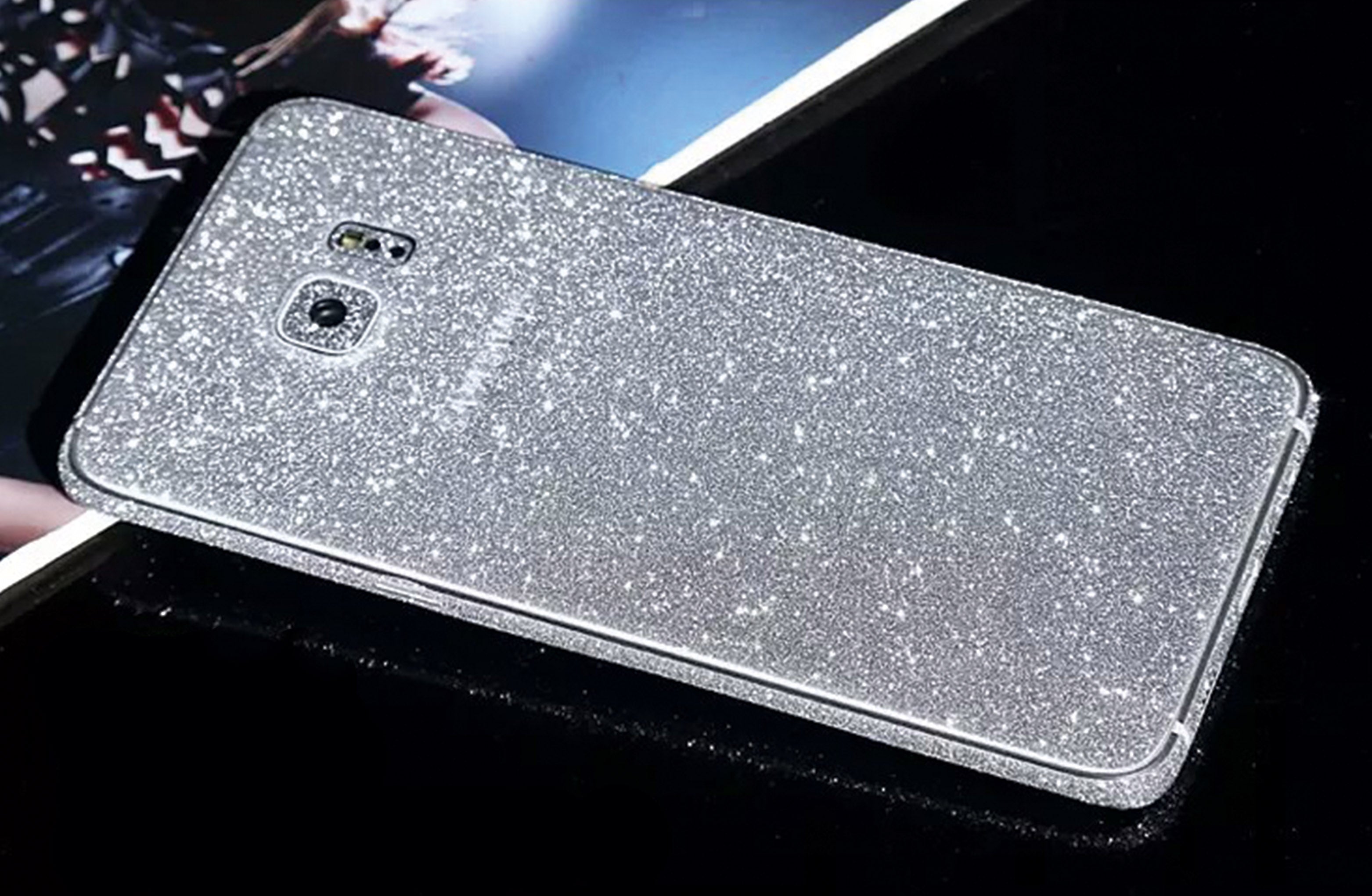 Samsung s6 Edge Plus Silber Bling Aufkleber Folie Sticker Skin