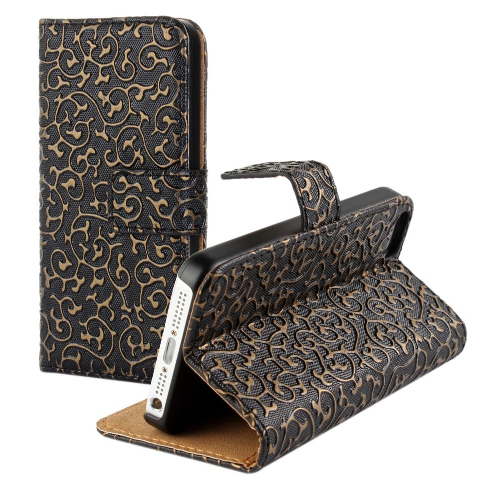 Schwarz Edel Flip Case Tasche Kreditkartefach iPhone 6+ 6S+