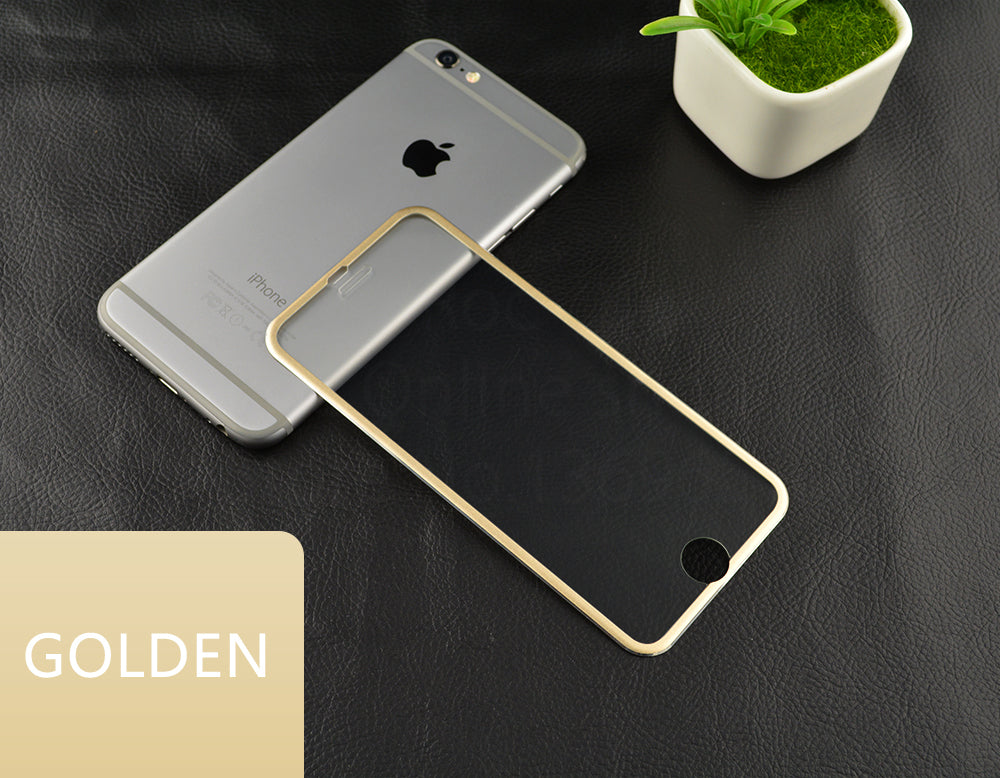 Gold 9H Panzer Schutzfolie Alu-Rand iPhone 6+ 6s Plus