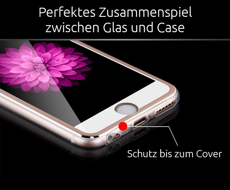 Silber 9H Panzerglas Schutzfolie Alu-Rand iPhone 6+ 6S+