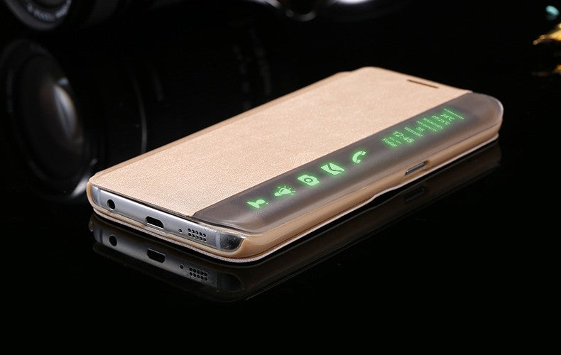 Gold Flip Tasche mit Nachrichten Fenster Galaxy S6