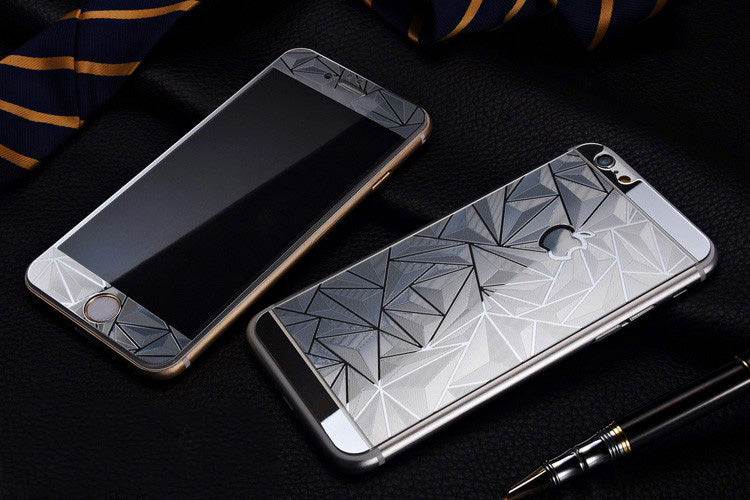 Silber Luxus 3D Panzer Glas Folie iPhone 6 Plus/6s Plus