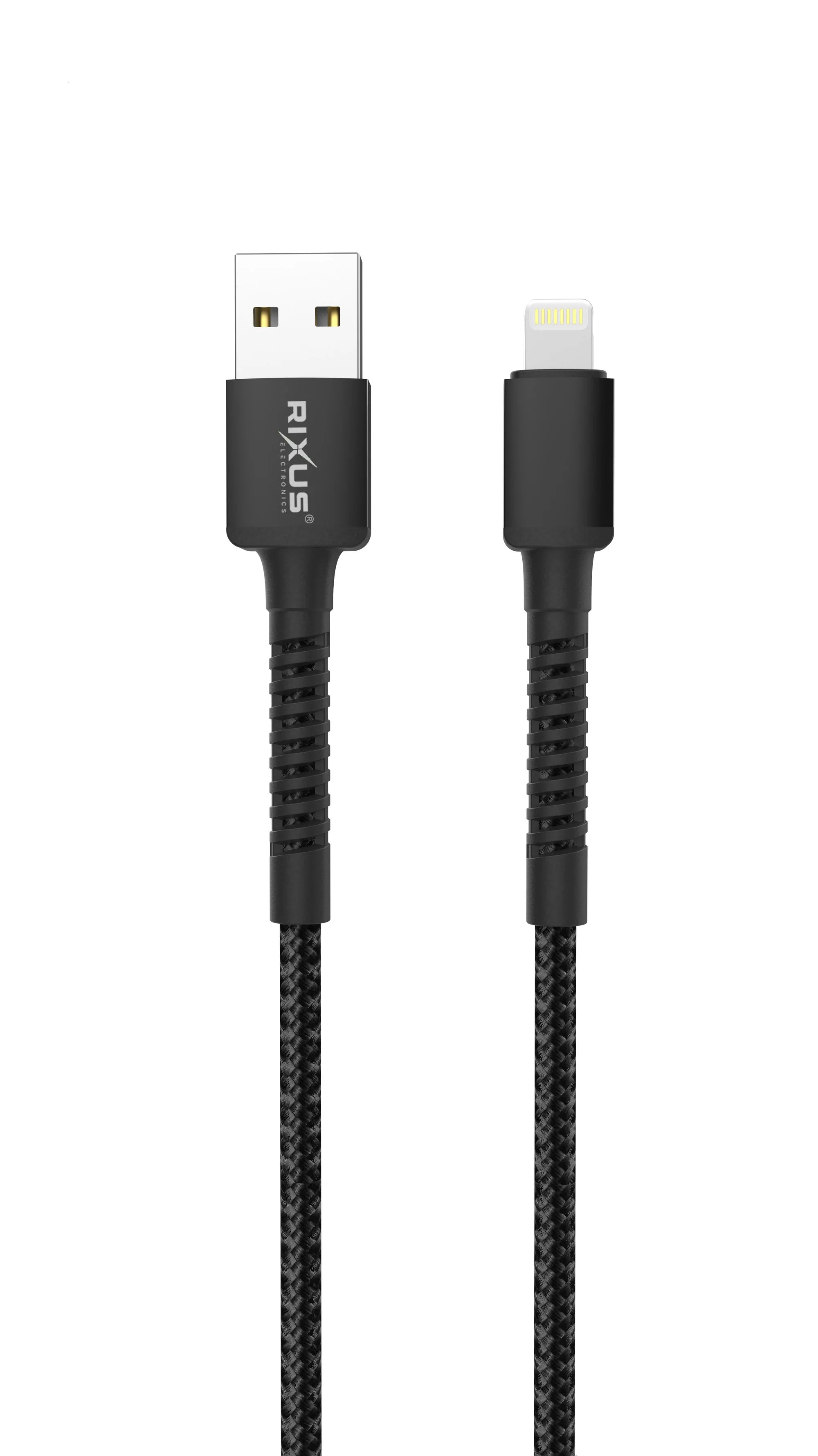 Rixus RXU71A 120 cm USB-A zu Lightning Geflochtenes Kabel – Schwarz