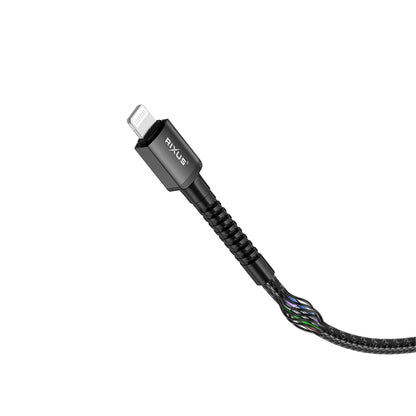 Rixus RXU71A 120 cm USB-A zu Lightning Geflochtenes Kabel – Schwarz