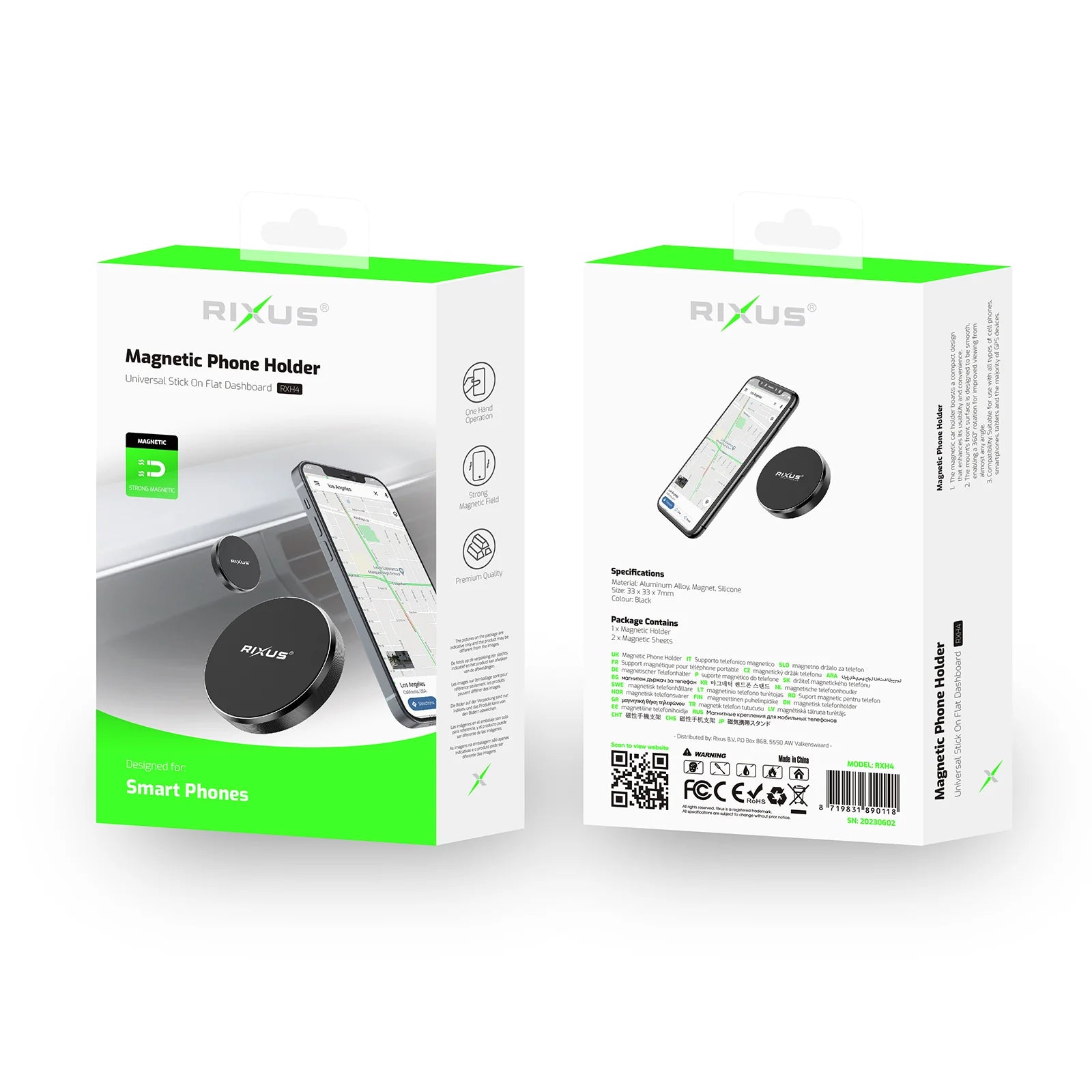 Rixus RXH4 Magnetische Mini Auto-Handyhalterung – Schwarz - Phonebazaar