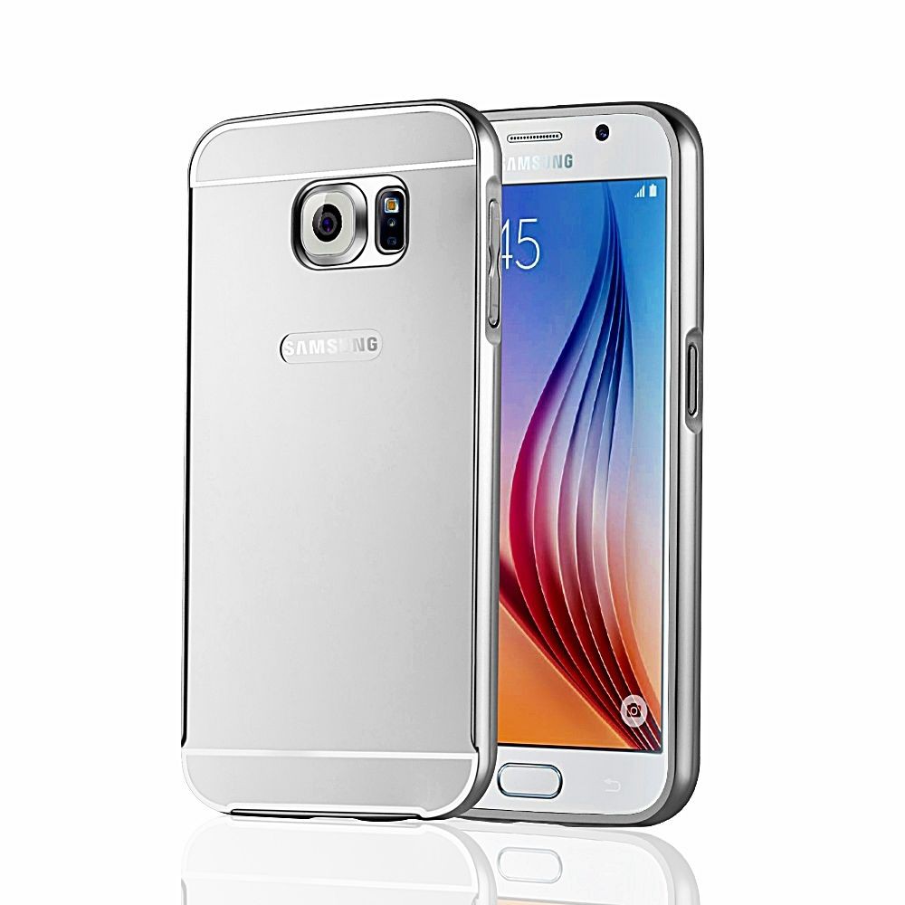 Galaxy S6 Silber LUXUS Aluminium Spiegel Bumper