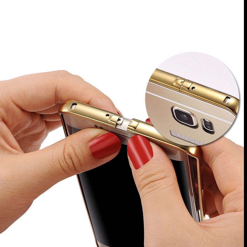 Galaxy S6 Edge Gold LUXUS Aluminium Spiegel Bumper