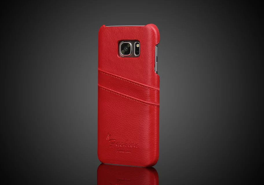 Galaxy S7 Wallet Card Leder Case Rot