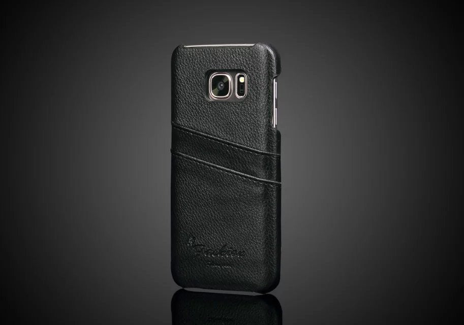 Galaxy S7 Wallet Card Leder Case Schwarz