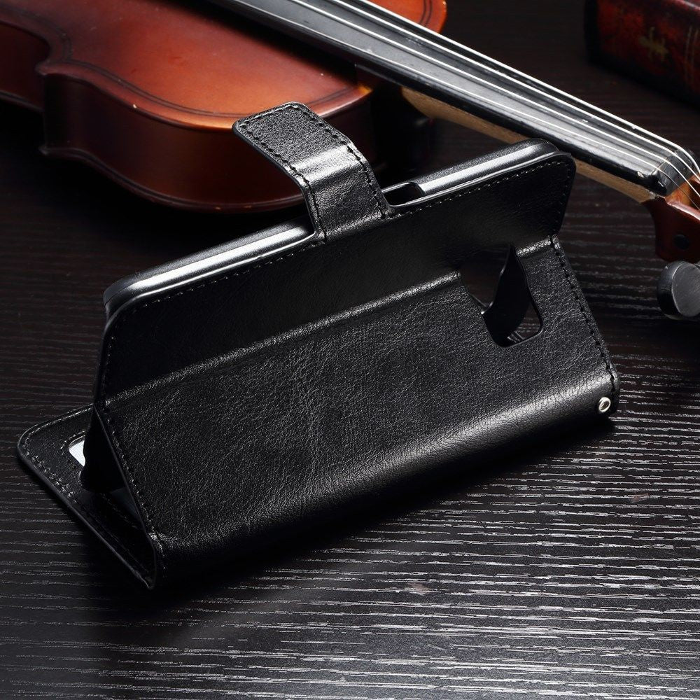 Schwarz Book Wallet Leder case Galaxy s7