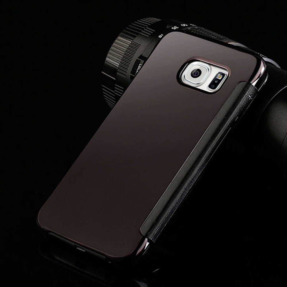 Schwarz Flip View Spiegel Case Galaxy S7 Edge