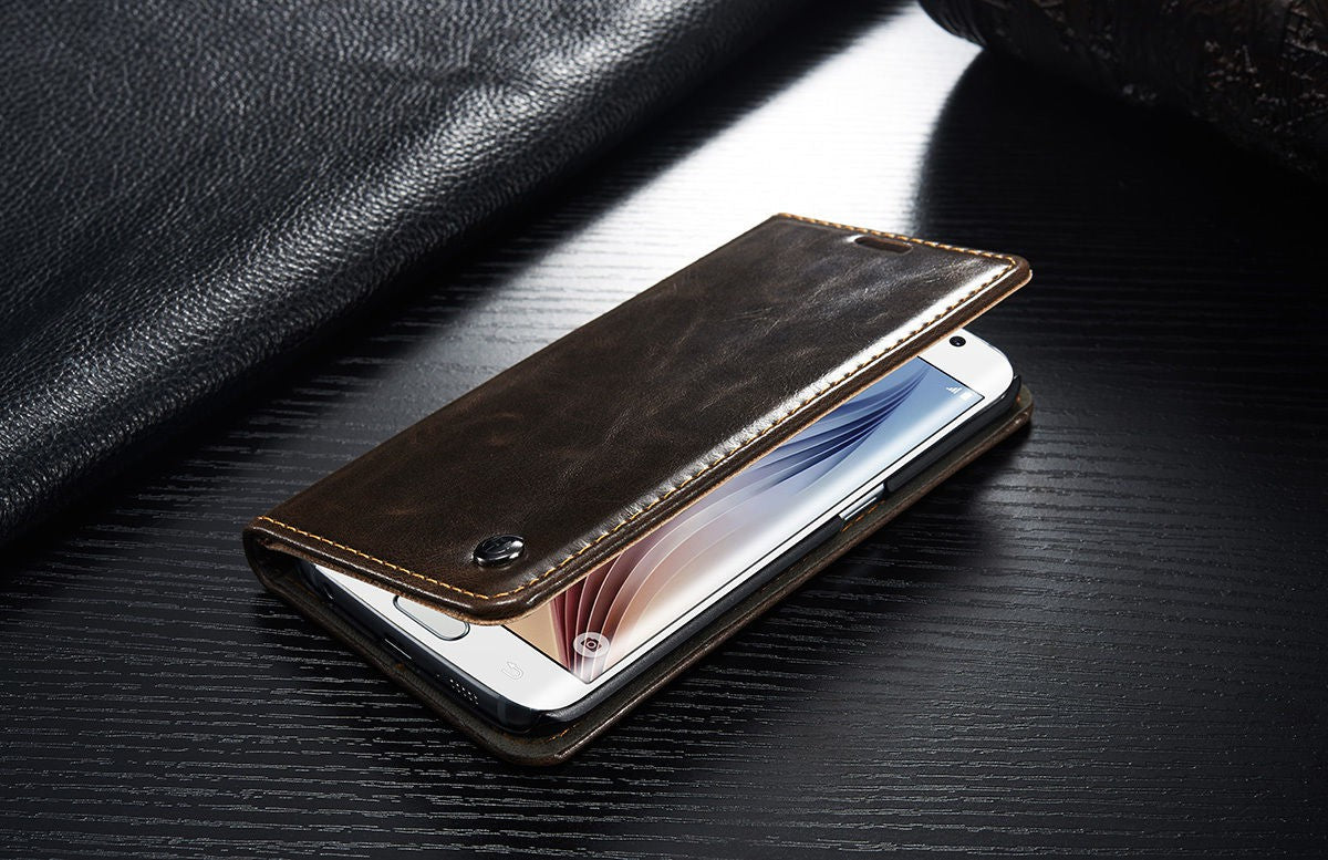 Galaxy S7 Luxus Wallet Leder BookCase Etui