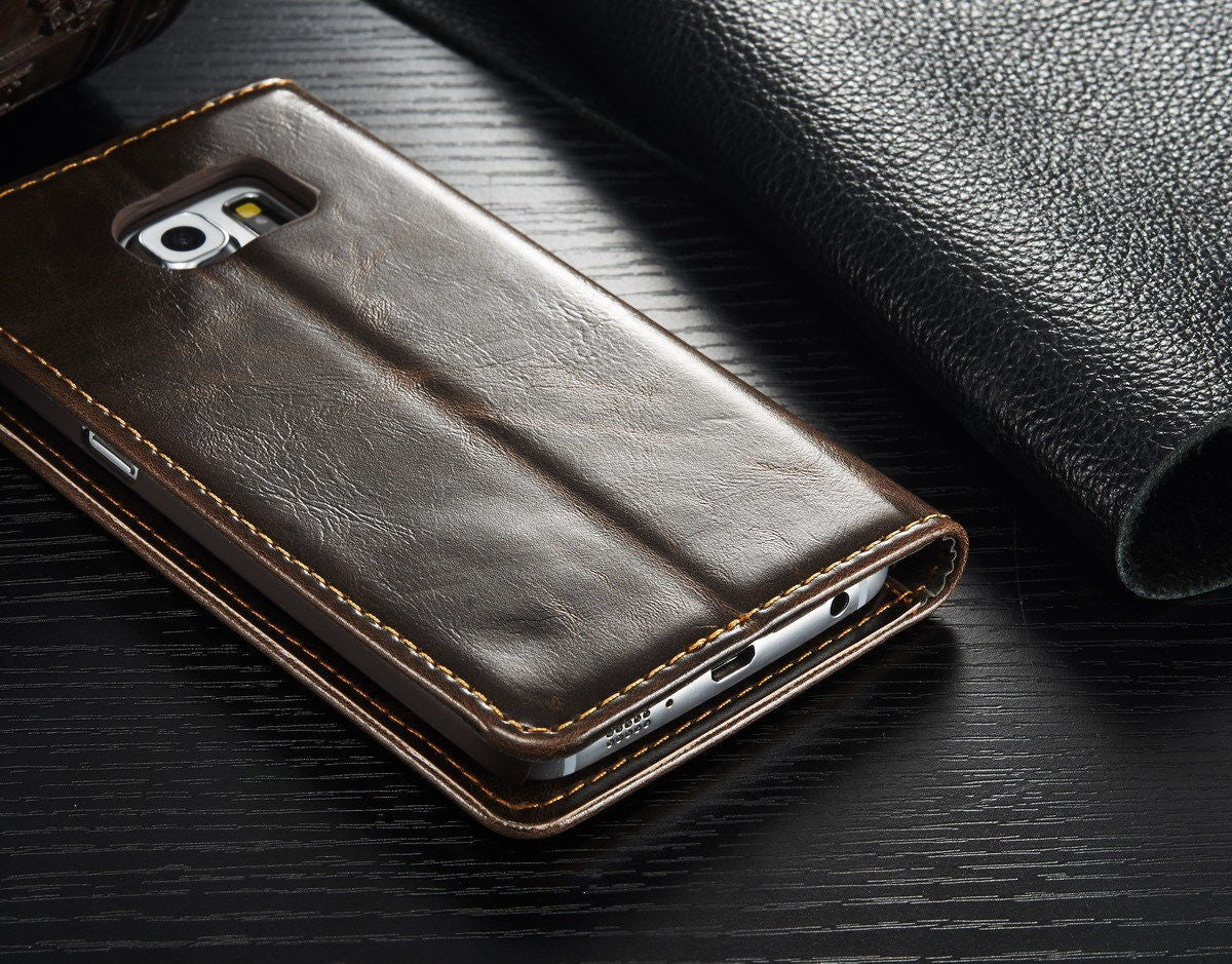 Galaxy S7 Luxus Wallet Leder BookCase Etui