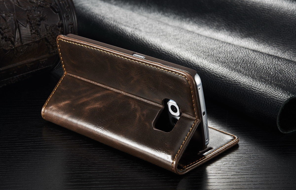 Galaxy S7 Luxus Wallet Leder BookCase Etui