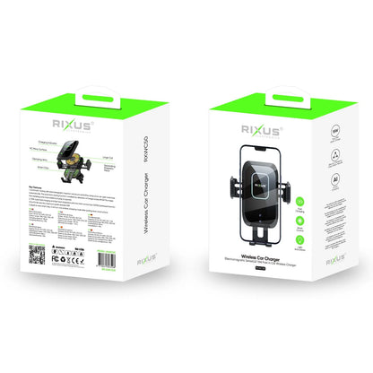 Rixus RXWC50 Auto Handyhalterung mit 15W Qi-Schnellladung – Schwarz