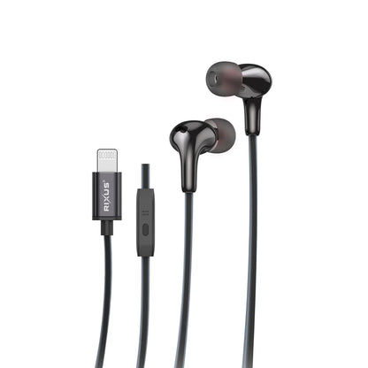 Rixus RXHD27L, Stereo In-Ear Lightning Kopfhörer (Pop-Up Fenster) Schwarz
