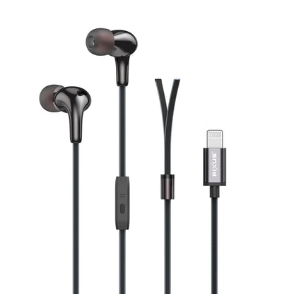 Rixus RXHD27L, Stereo In-Ear Lightning Kopfhörer (Pop-Up Fenster) Schwarz