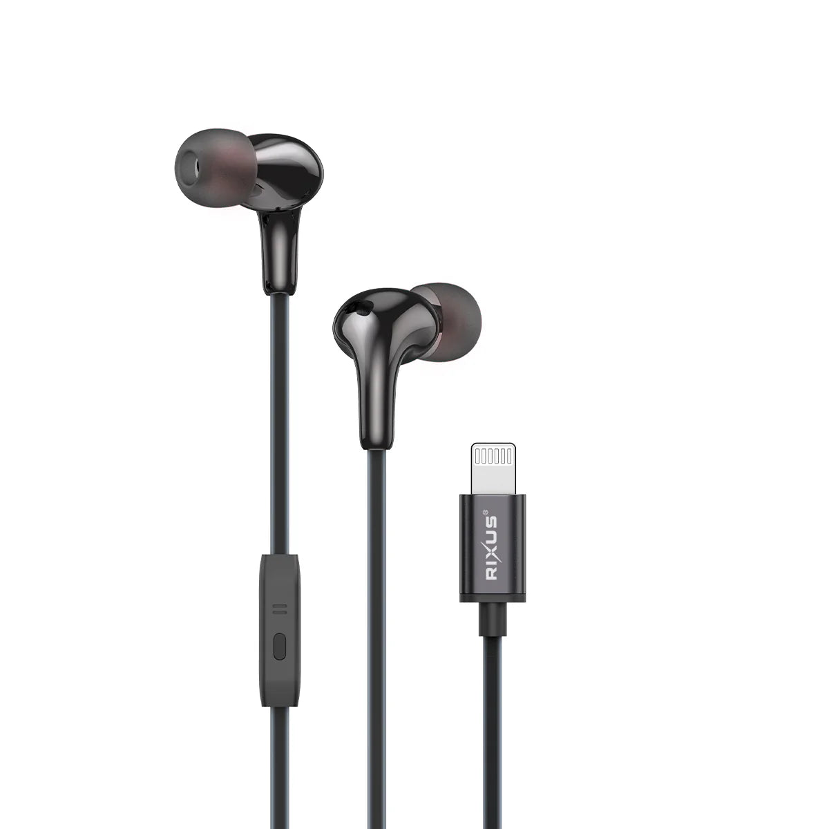 Rixus RXHD27L, Stereo In-Ear Lightning Kopfhörer (Pop-Up Fenster) Schwarz