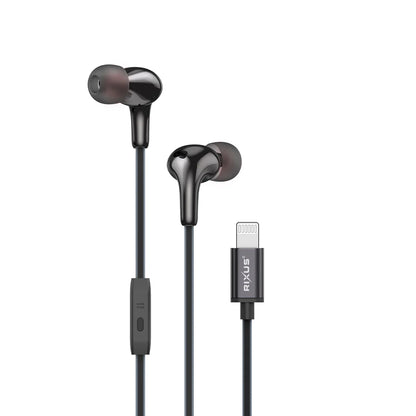 Rixus RXHD27L, Stereo In-Ear Lightning Kopfhörer (Pop-Up Fenster) Schwarz
