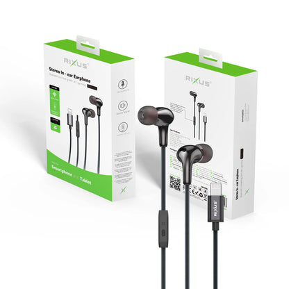 Rixus RXHD27L, Stereo In-Ear Lightning Kopfhörer (Pop-Up Fenster) Schwarz