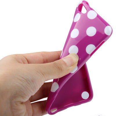 Lila Weiss gepunktet TPU Gel Schutzhülle iPod Touch 5 G