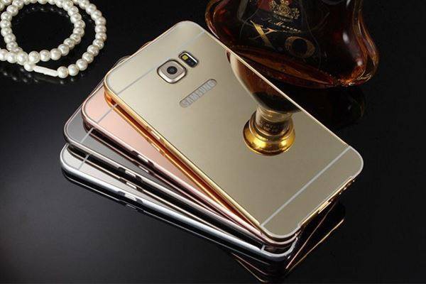 Galaxy S6 Edge Schwarz LUXUS Aluminium Spiegel Bumper